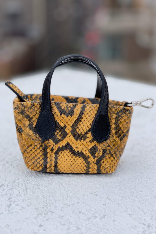 Clean Up Purse in Embossed Yellow & Black Leather by Shaya Pets.