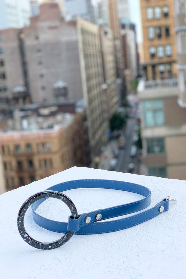 Royal blue dog leash with acrylic handle. Made in Italy.