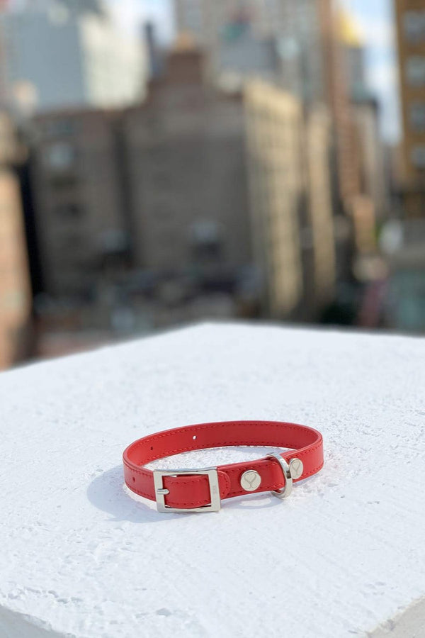Shaya Pets Taylor collar iy.n Red Leather. Made in Italy.