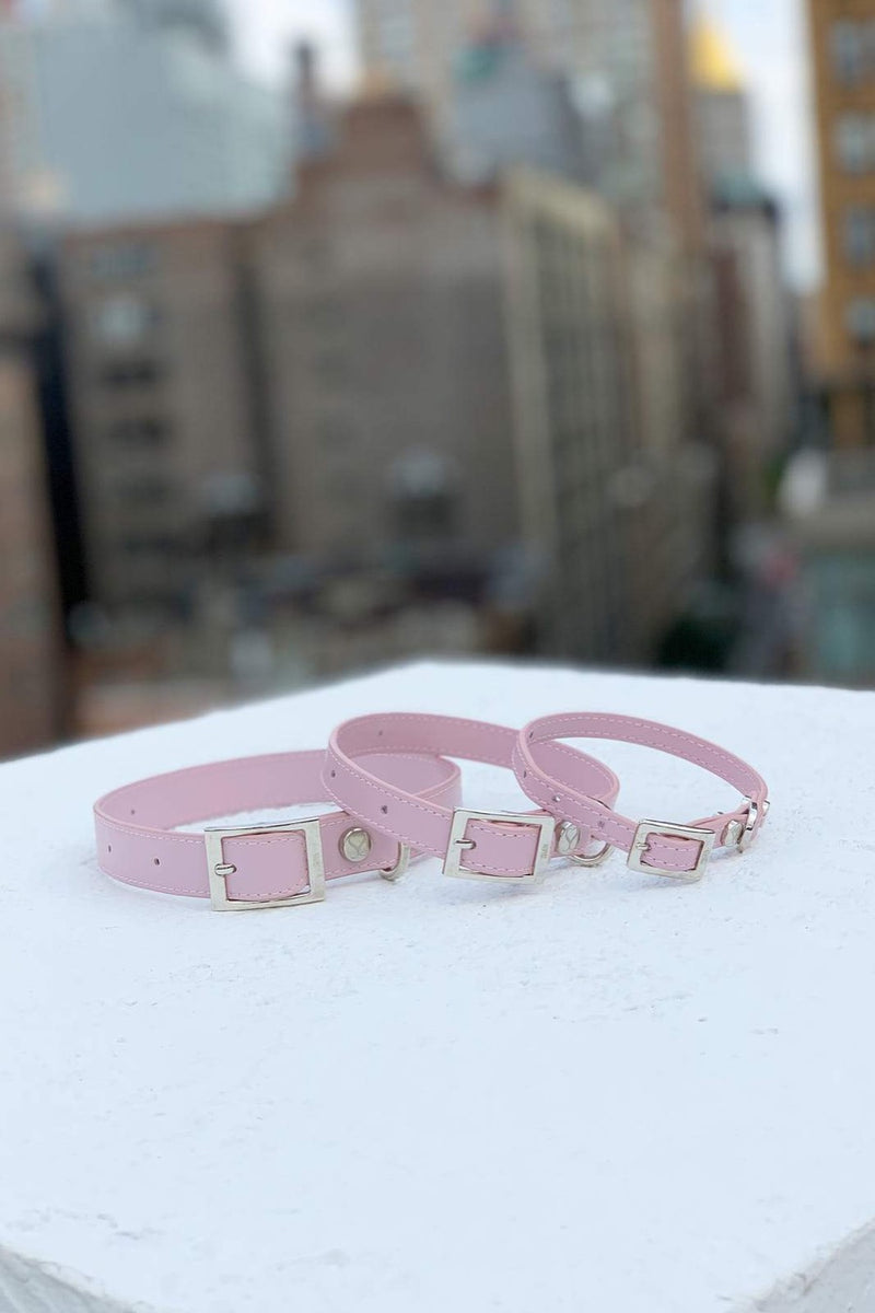 Durable dog collar in blush pink by Shaya Pets.