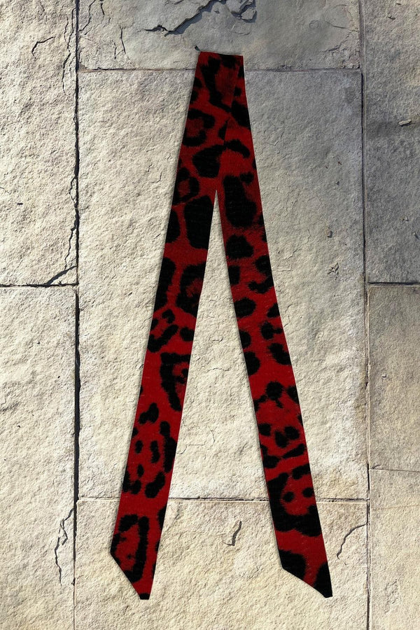 Red Leopard Pattern Silk Twilly.
